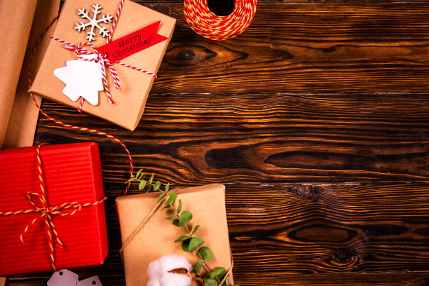 istock Textured background with christmas themed items in flat lay composition. 1181683173
