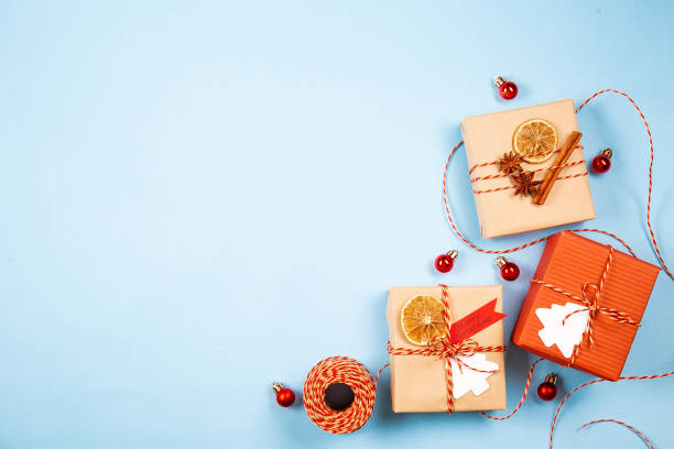 istock Textured background with christmas themed items in flat lay composition. 1181683175