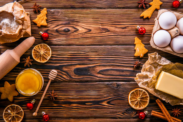 istock Textured background with christmas themed items in flat lay composition. 1181683220