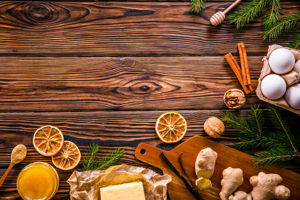 istock Textured background with christmas themed items in flat lay composition. 1181683222