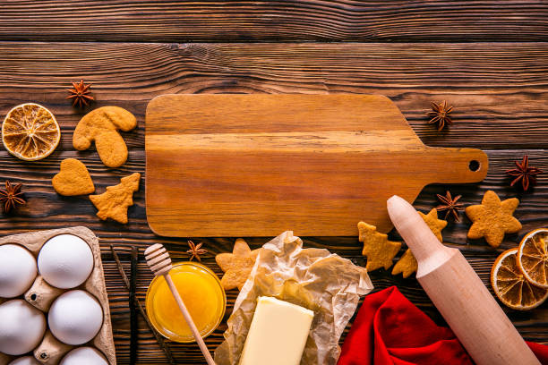 istock Textured background with christmas themed items in flat lay composition. 1181683223