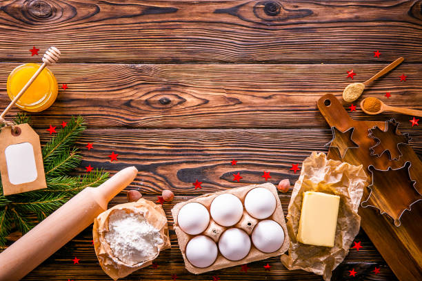 istock Textured background with christmas themed items in flat lay composition. 1181683232