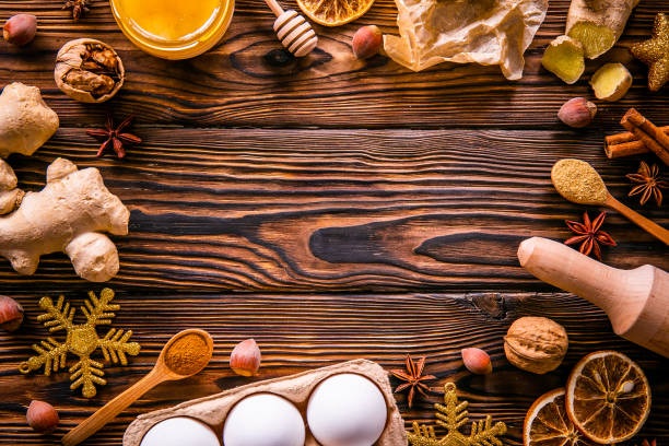 istock Textured background with christmas themed items in flat lay composition. 1181683259