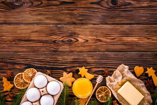 istock Textured background with christmas themed items in flat lay composition. 1181683268