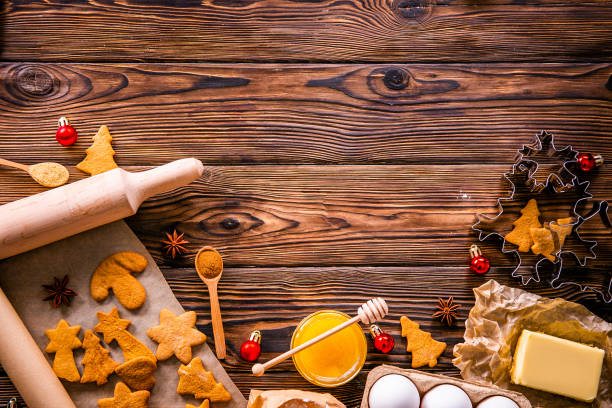 istock Textured background with christmas themed items in flat lay composition. 1181683278