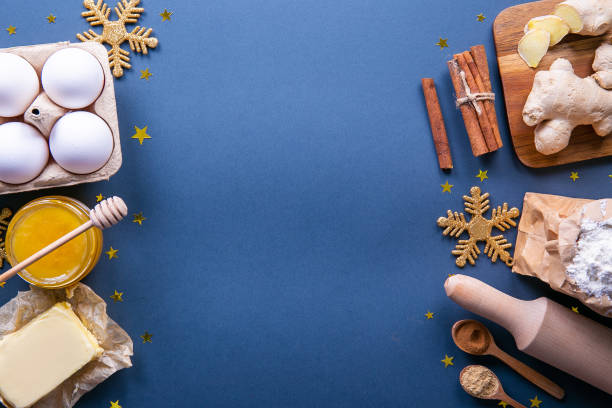 istock Textured background with christmas themed items in flat lay composition. 1181683344