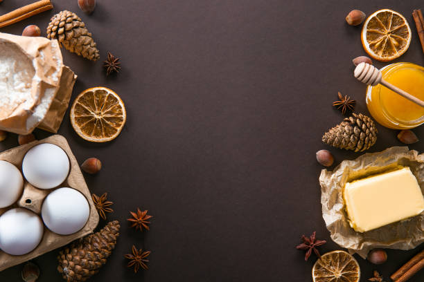 istock Textured background with christmas themed items in flat lay composition. 1181683356