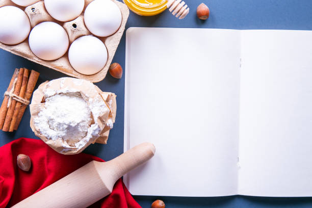 Textured background with christmas themed items in flat lay composition.