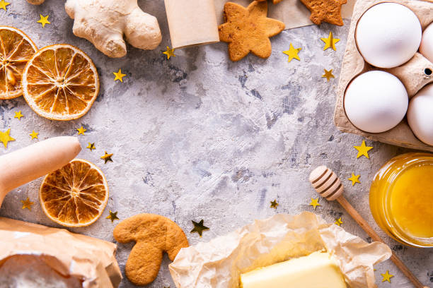 istock Textured background with christmas themed items in flat lay composition. 1181683416
