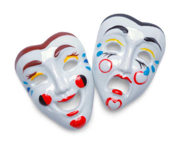 Comedy Tragedy Theater Movie Masks Isolated on White.