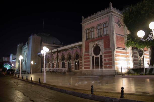 istock Sirkeci railway station, building. The building was pulled from the right. Night scene long exposure. Restoring. 1181687666