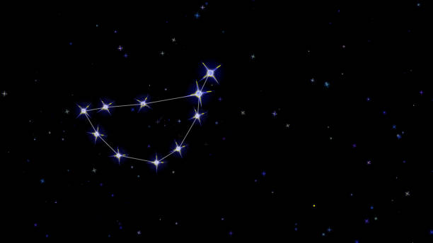 istock Capricorn zodiac constellation, stars on black background, starry sky 1181687866