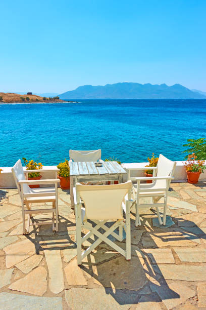 istock Outdoor cafe by the sea 1181688086