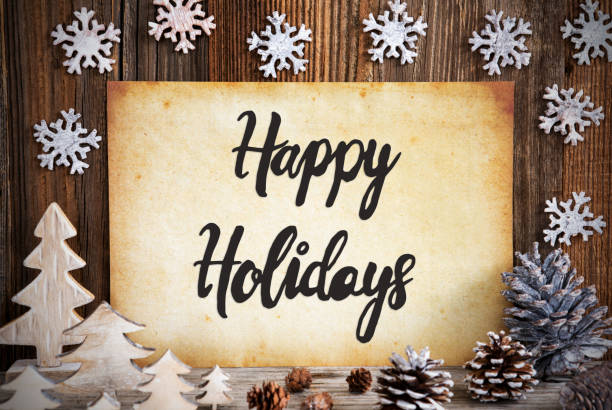 istock Old Paper With Christmas Decoration, Text Happy Holidays 1181695635