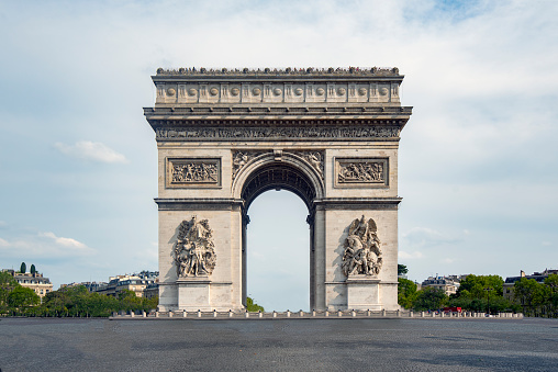 An emblematic monument of Paris, the Arch of Triumph, built between 1806 and 1836 by order of Napoleon Bonaparte to commemorate the victory at the Battle of Austerlitz.