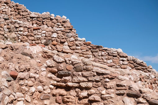 Stacked rock walls form the buildings at Tuzigoot National Monument in Clarkdale Arizona