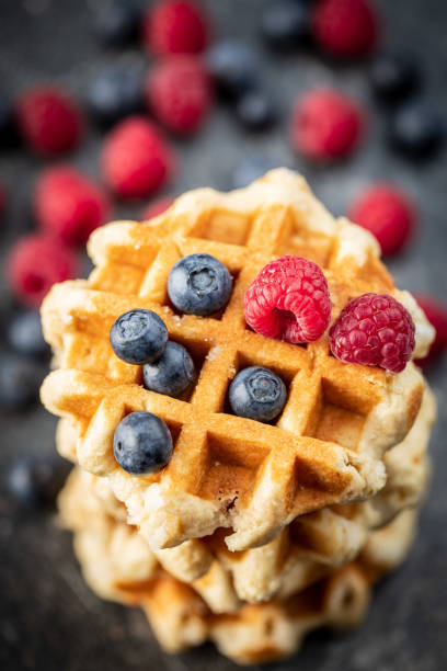 istock Waffles with blueberries and raspberries. 1181701563