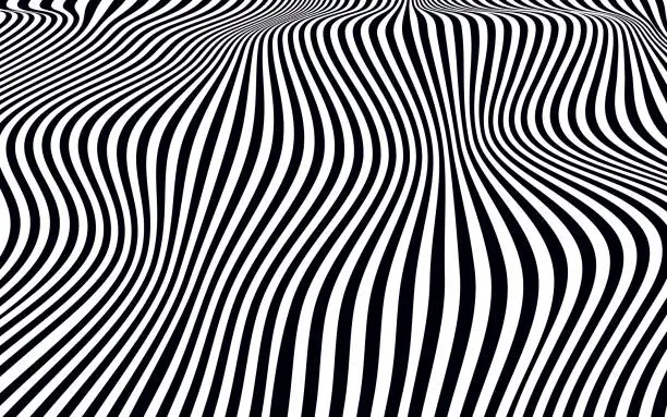 Vector illustration of Warped Lines Black and White Pattern