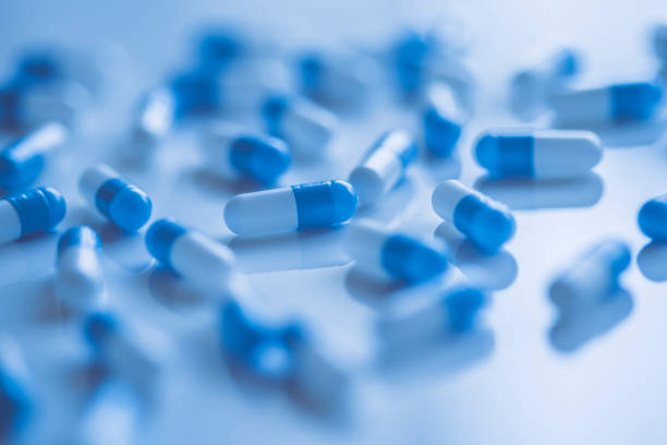 Blue and White Capsule Tablet Medicine
