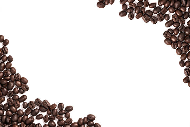 coffee beans on white background. - breakfast close up studio shot group of objects imagens e fotografias de stock