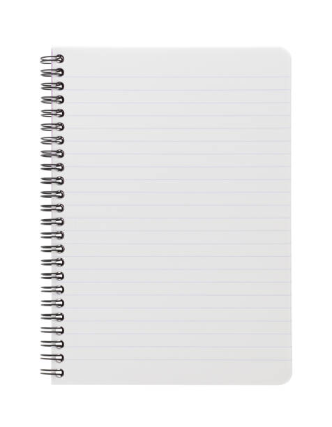 A lined paper notebook isolated on white background A lined paper notebook isolated on white background in bounds stock pictures, royalty-free photos & images