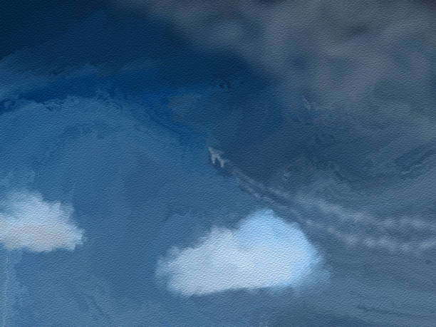 istock Picturesque Cloudscape - Silhouette of an airplane flying in a dark overcast sky. 1181718225