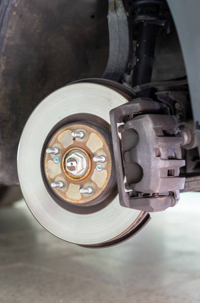 istock Image of a brake disc and its brake caliper 1181719217