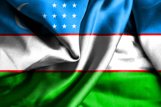 istock Uzbekistan waving flag 1181720250