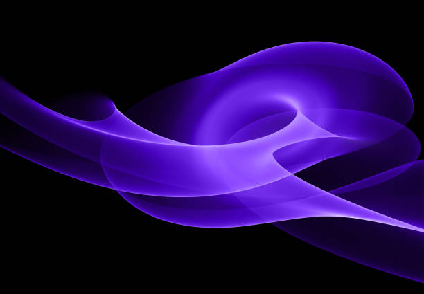 Neon Ultra Violet Blue Purple Swirl Black Background Copy Space Design template for presentation, flyer, card, poster, brochure, banner Digitally Generated Image
