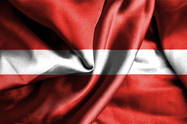 istock Latvia waving flag 1181721251