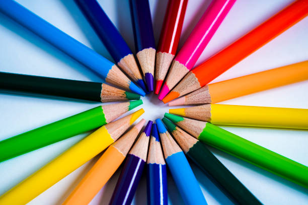 istock Stationery color pencils and background material 1181722832