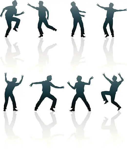 Vector illustration of silhouettes of men in different positions