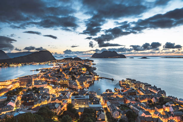 istock View of Alesund at night from mount Aksla 1181729587