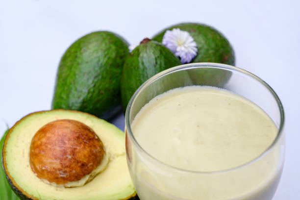 istock Avocado smoothie healthy juice on white background 1181730507