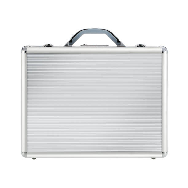 istock Metal Briefcase front isolated on a White Background 1181736237