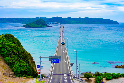 Landscape of Tsunoshima Bridge in Japan