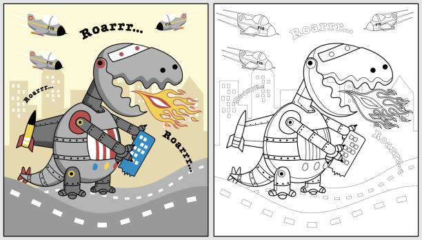 Robot Dinosaur Cartoon Illustrations, Royalty-Free Vector Graphics & Clip  Art - iStock