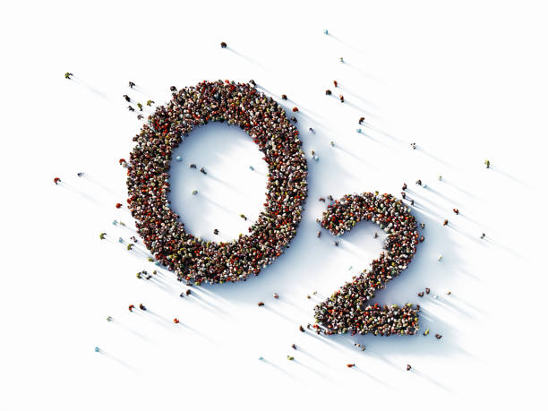 istock Human Crowd Forming Oxygen Symbol on White Background 1181760226