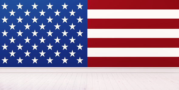 Wall textured with American flag, Horizontal composition. Great use as background.