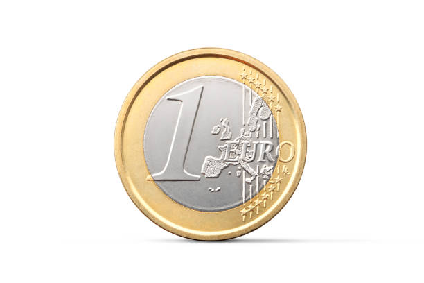 одна монета евро - european union coin european union currency coin front view стоковые фото и изображения