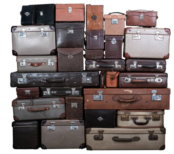 istock Large pile of old leather boxes and suitcases 1181763225