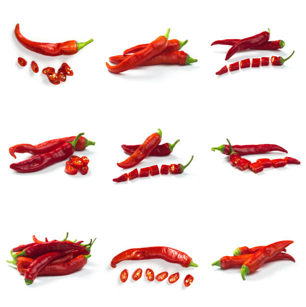 istock Set of red chili pepper isolate on white with clipping path 1181769662