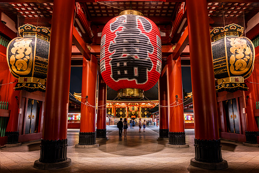 The Kaminarimon (Thunder Gate), the outer gate of Sensoji Temple and the symbol of Asakusa district.