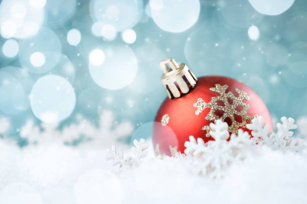 istock Christmas ball with snowflakes on abstract blue background. 1181774103