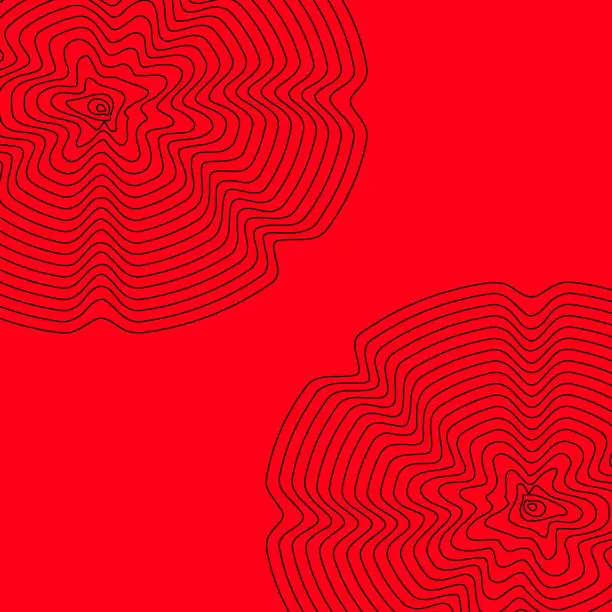 Vector illustration of Abstract Background In Red Color With Flowers