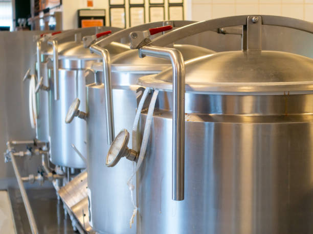 istock Steel tanks for beer fermentation and maturation. 1181783186