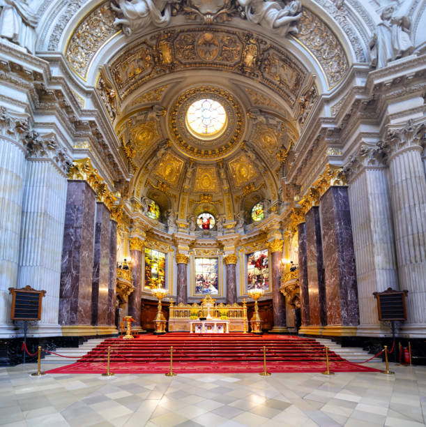 The Dome of Berlin Cathedral (Berliner Dom) and the chancel features three stained glass windows, created by Anton von Werner, Germany