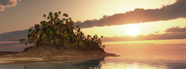 istock Tropical island at sunset 1181792628