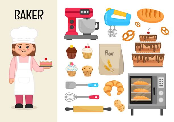 Vector character baker. vector art illustration