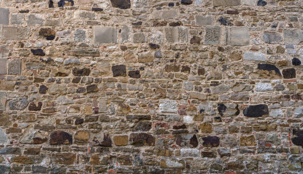 Very old, gray brown stone wall